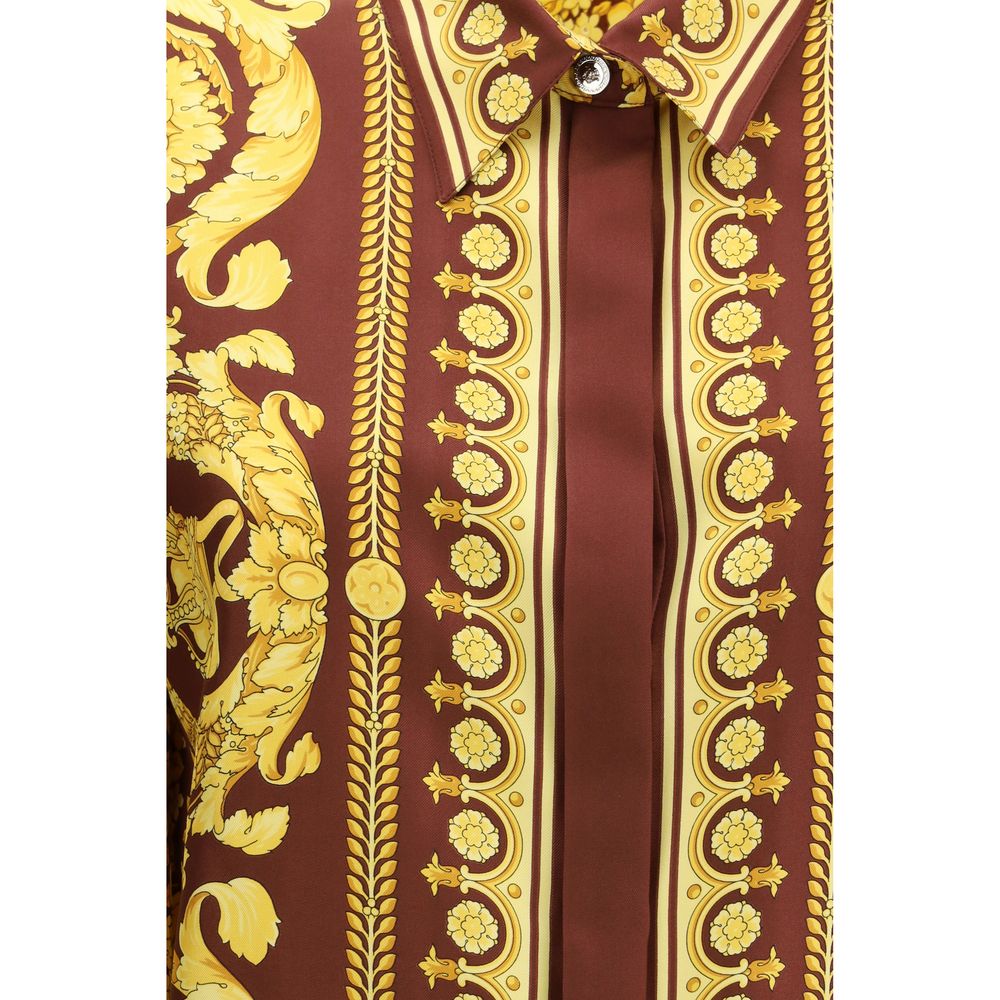 Versace Bordeaux Silk Pattern Women's Shirt