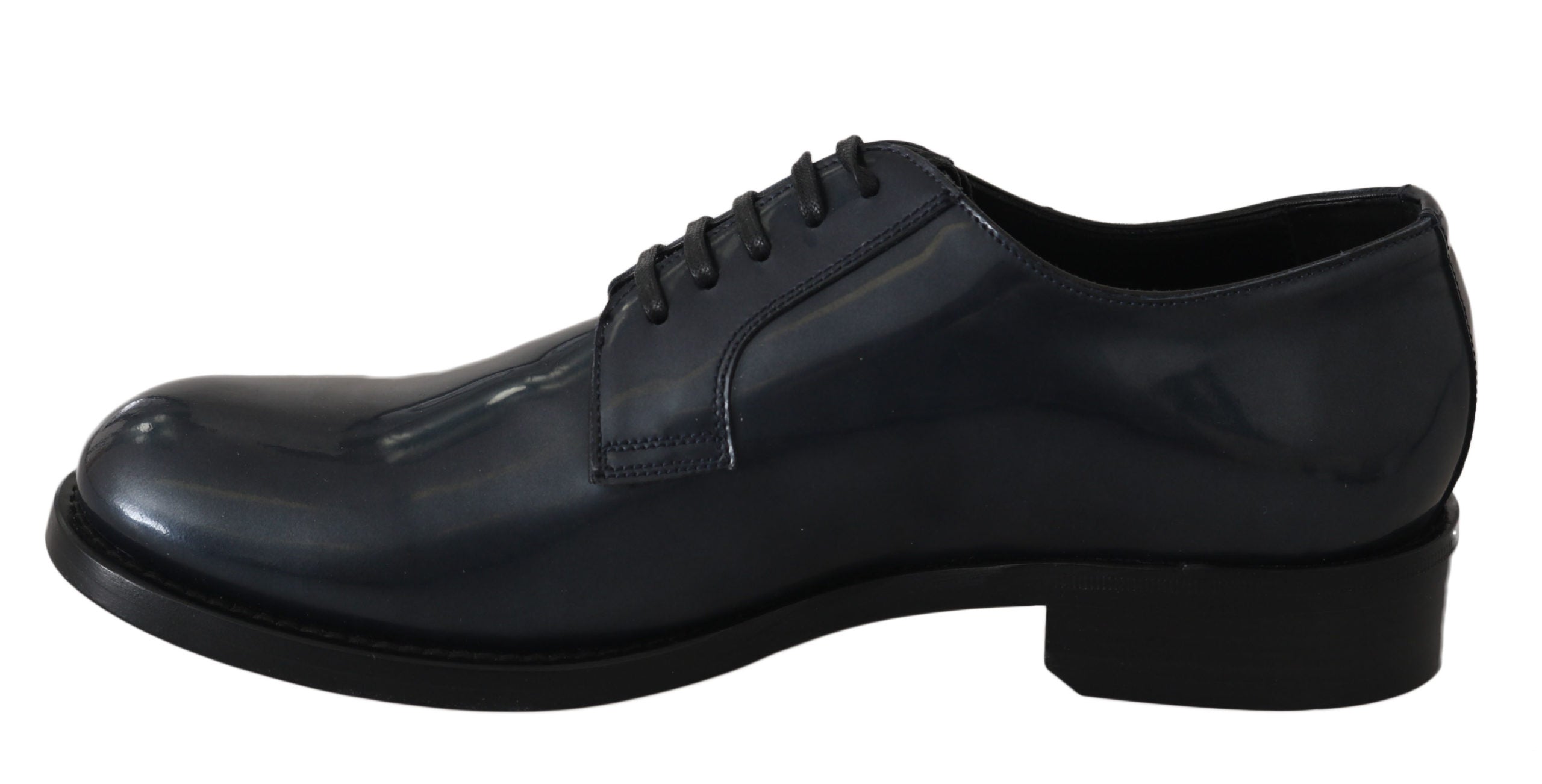 Dolce & Gabbana Blue Leather Derby Dress Formal Men's Shoes