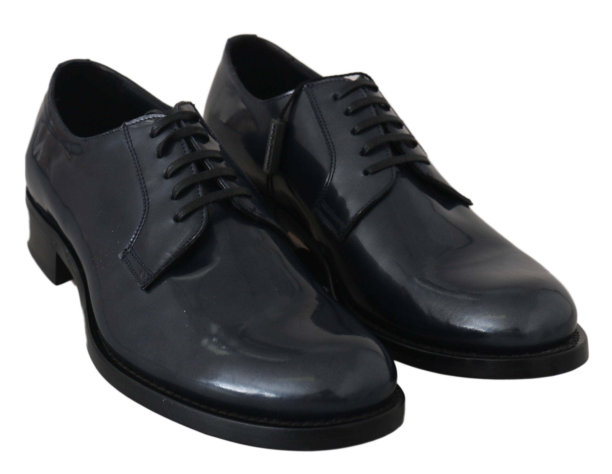 Dolce & Gabbana Blue Leather Derby Dress Formal Men's Shoes