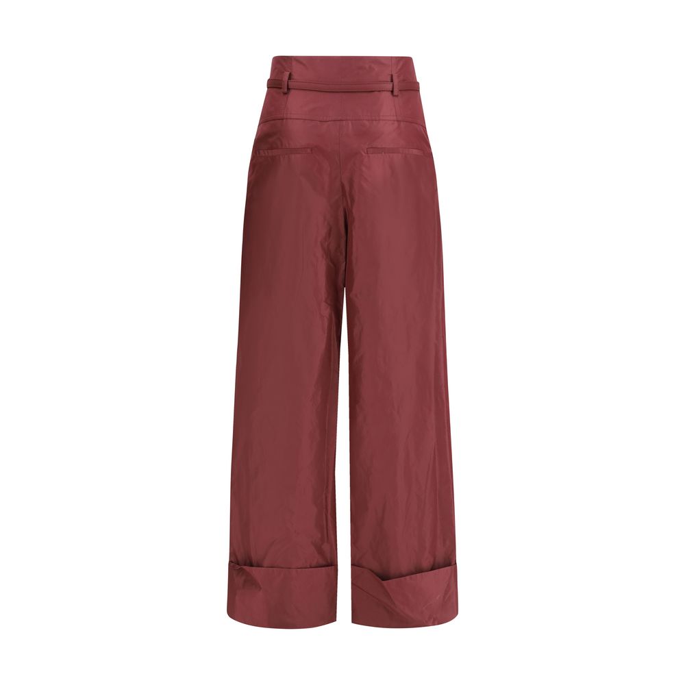 Fendi Bordeaux Silk Casual Women's Pants