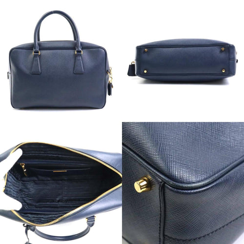 Prada Bauletto Navy Leather Handbag (Pre-Owned)