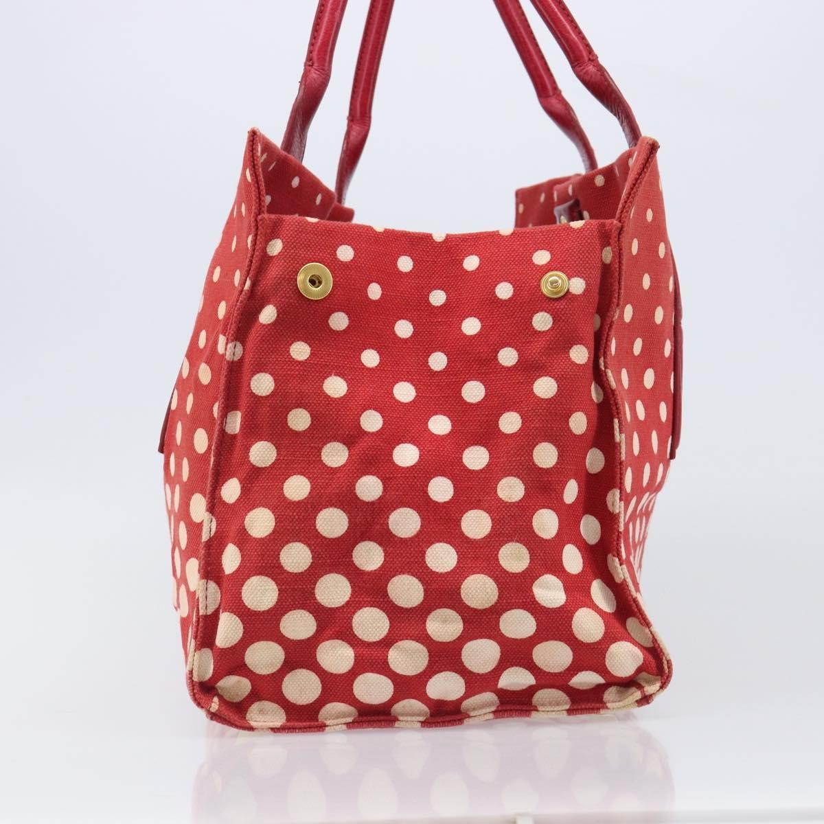 Miu Miu Beau Top Handle Leather Red Canvas Handbag (Pre-Owned)