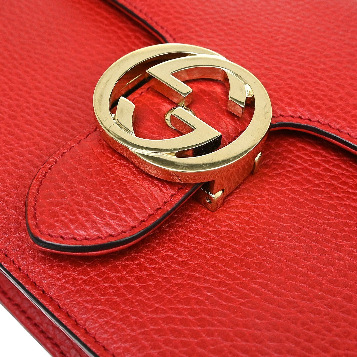 Gucci Interlocking Leather Red Leather Shoulder Bag Bag (Pre-Owned)