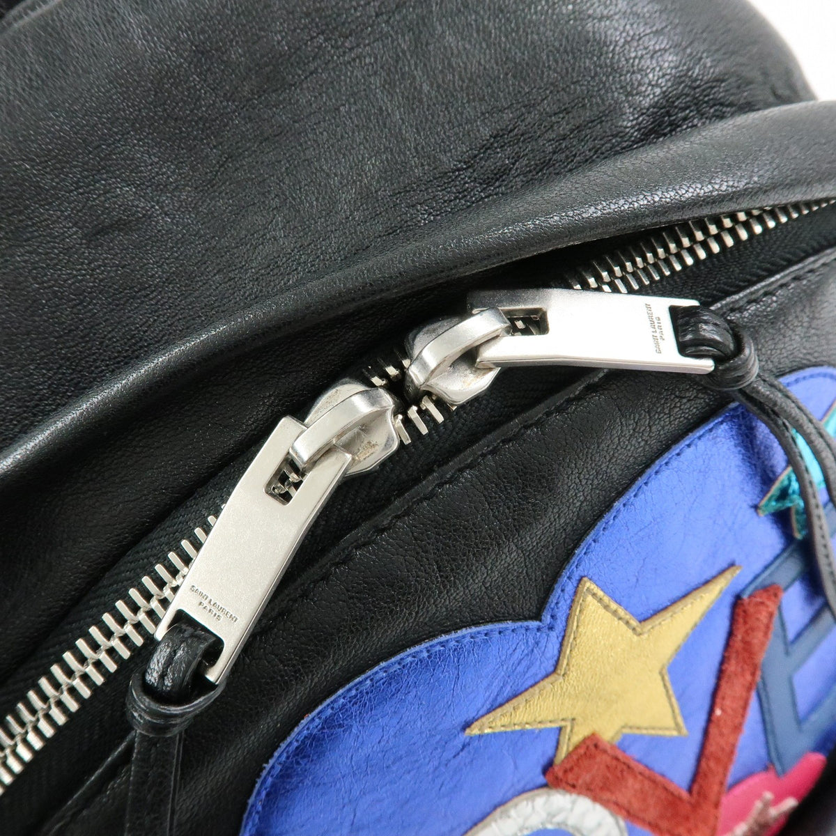 Saint Laurent City Patchwork Leather Black Leather Backpack Bag (Pre-Owned)