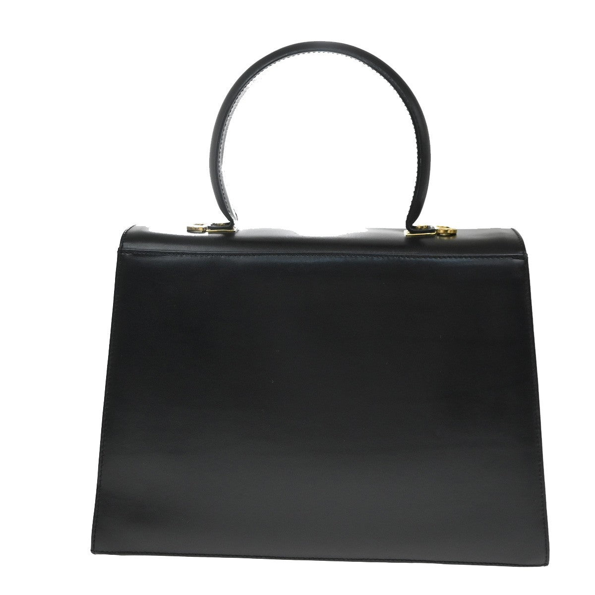 Salvatore Ferragamo Convertible Top Handle Leather Black Leather Handbag (Pre-Owned)