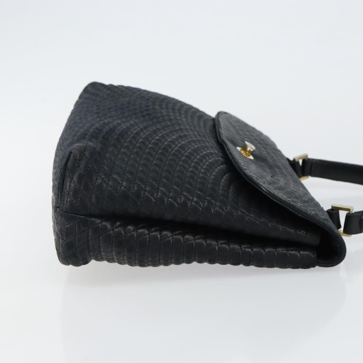 Bally Vintage Quilted Leather Black Leather Handbag (Pre-Owned)