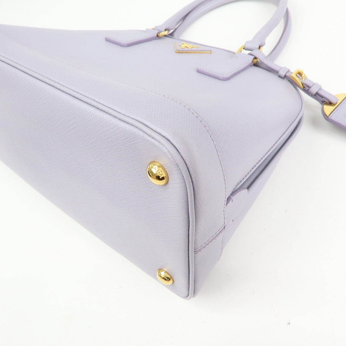 Prada Open Promenade Saffiano Leather Purple Leather Handbag (Pre-Owned)
