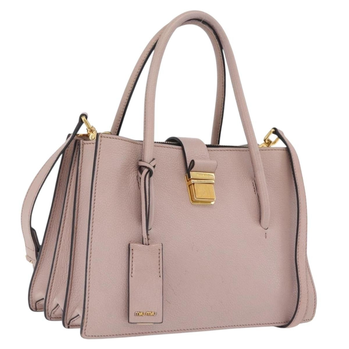 Miu Miu Madras Convertible Compartment Leather Beige Leather Tote Bag Bag (Pre-Owned)