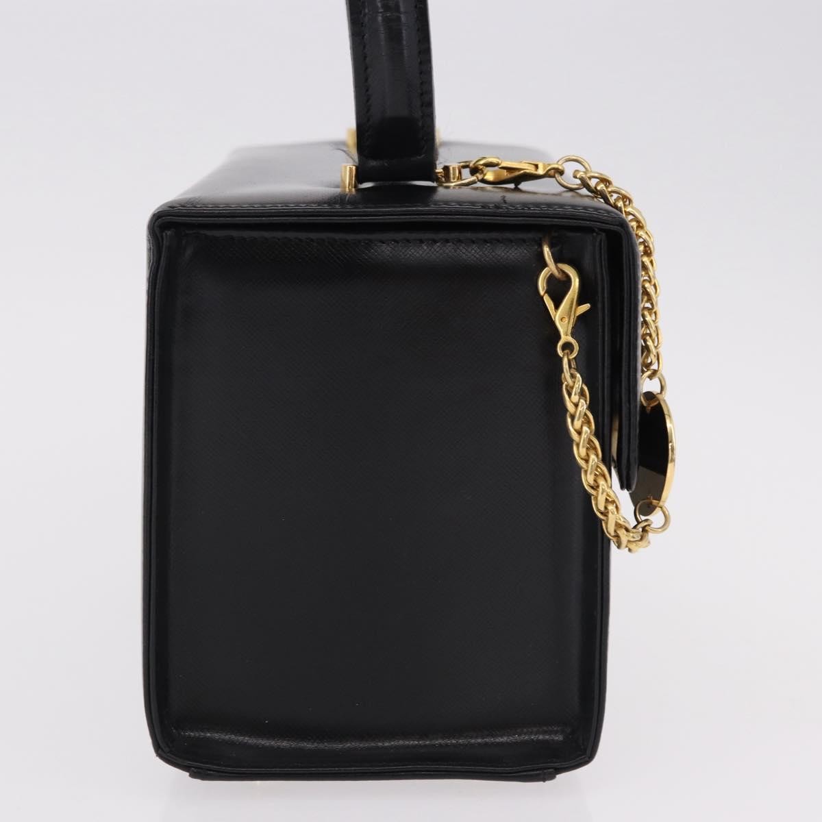 Versace Vintage Leather Black Leather Handbag (Pre-Owned)