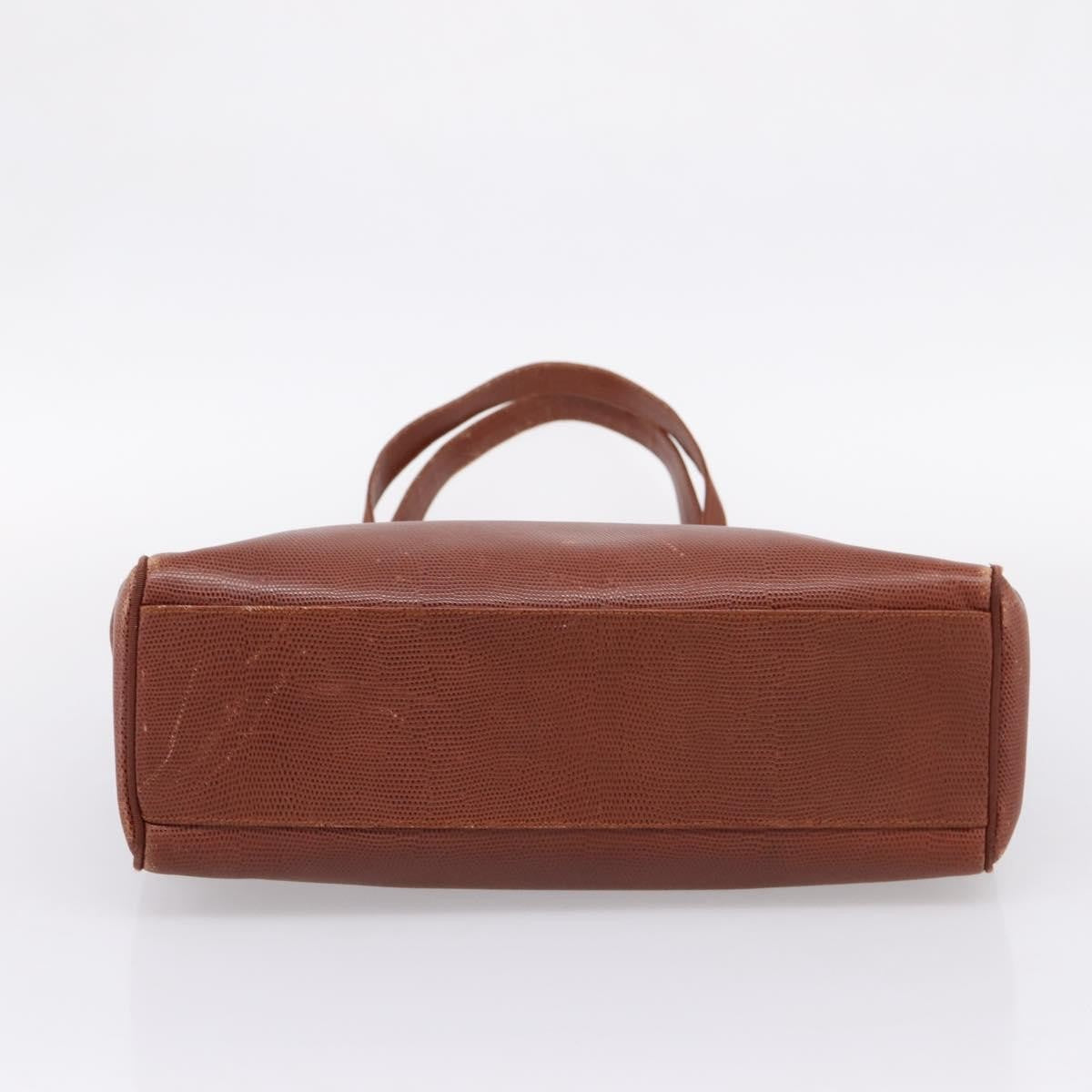 Salvatore Ferragamo Vala Tote Embossed Leather Brown Leather Tote Bag Bag (Pre-Owned)