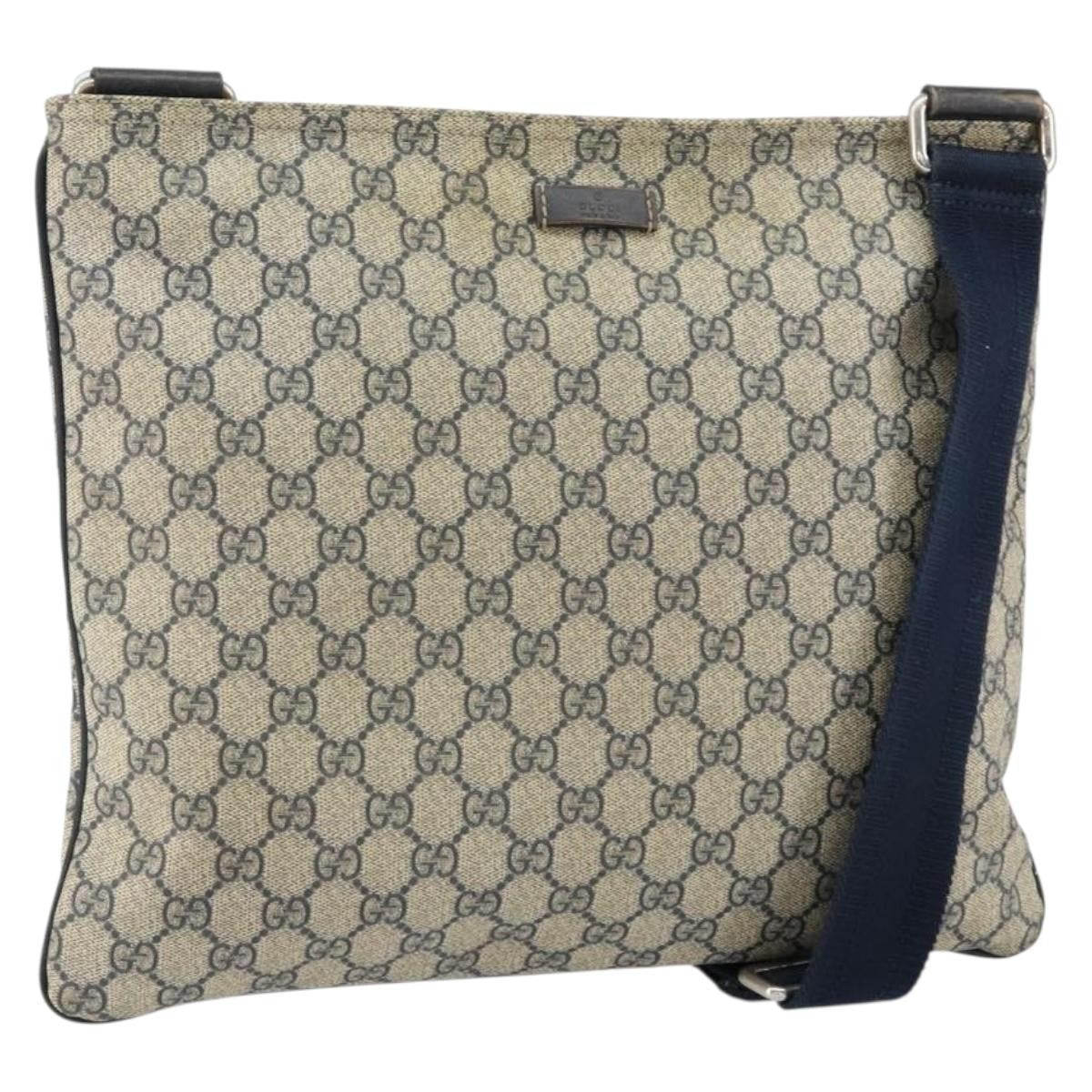 Gucci Zip Top Messenger Gg Coated Canvas Navy Pvc Shoulder Bag Bag (Pre-Owned)