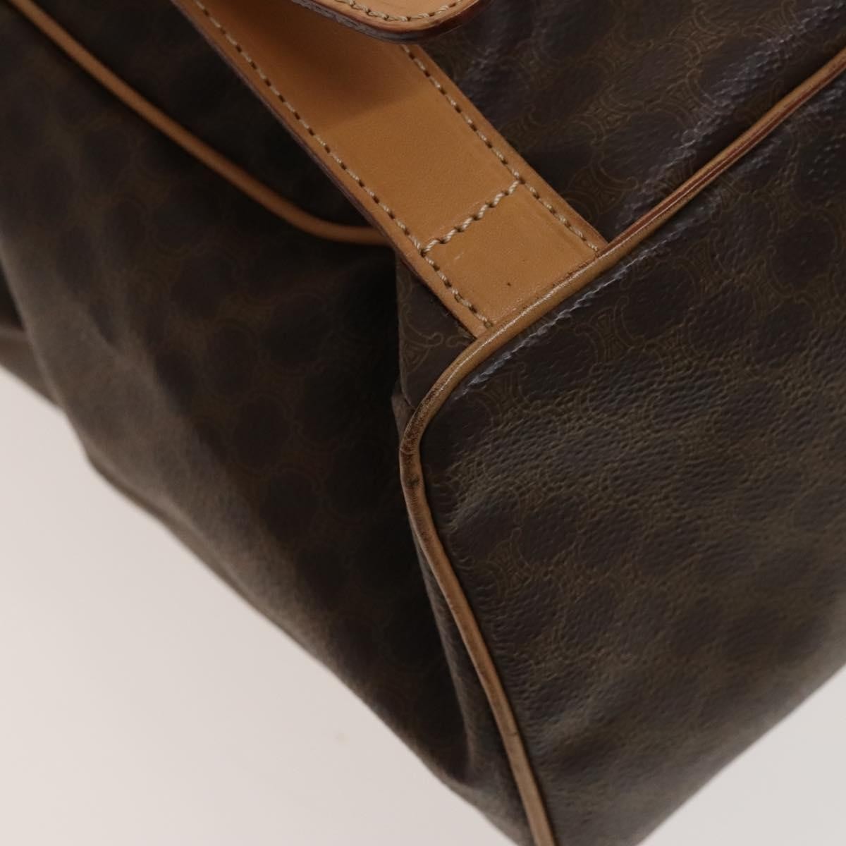 Celine Vintage Drawstring Flap Macadam Coated Canvas Brown Canvas Backpack Bag (Pre-Owned)