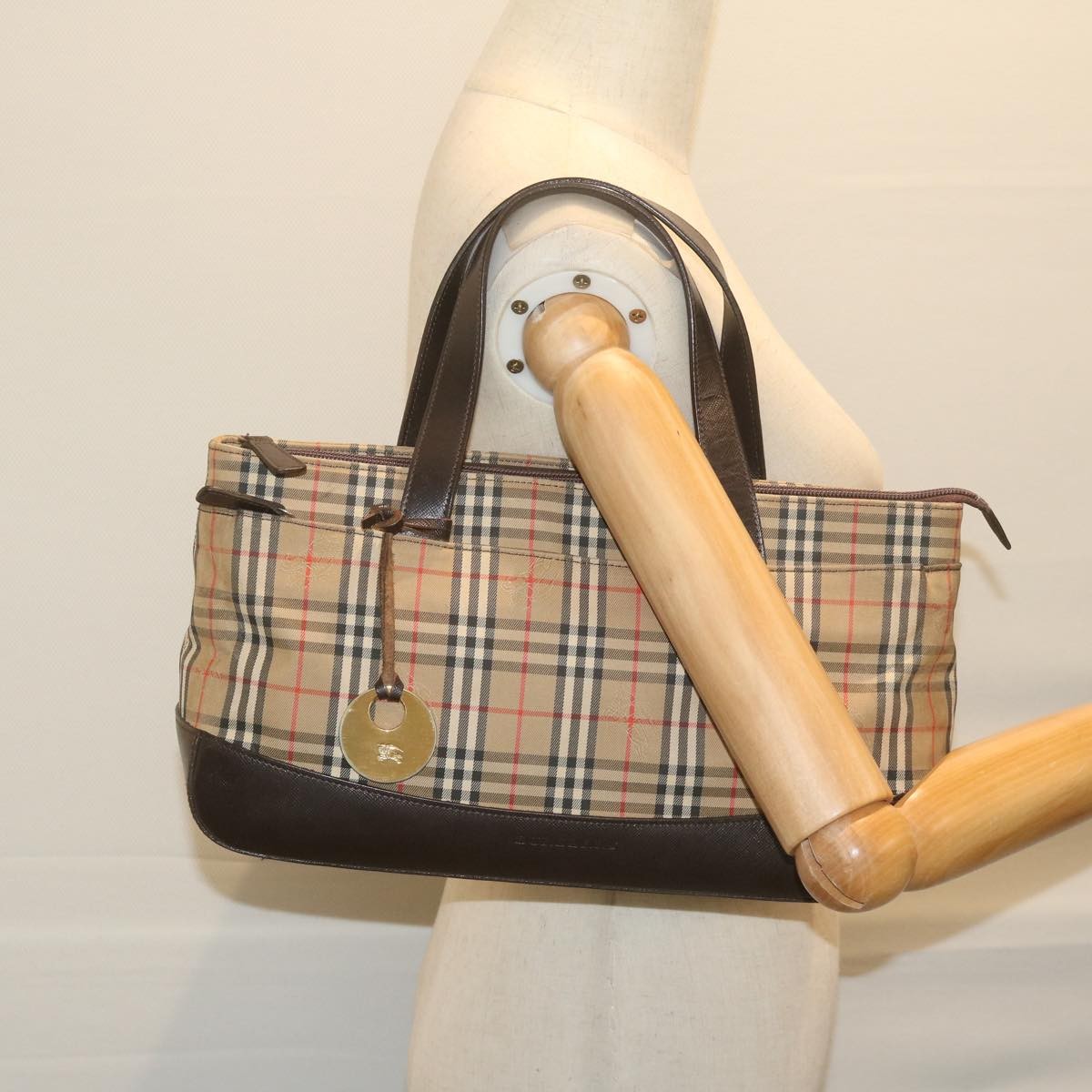 Burberry Nova Check Nova Check Canvas And Leather Beige Canvas Handbag (Pre-Owned)