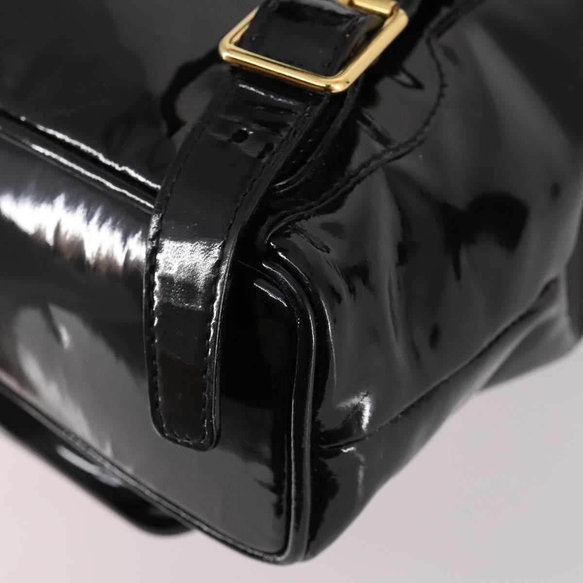 Gucci Vintage Bamboo Patent Black Patent_Leather Backpack Bag (Pre-Owned)