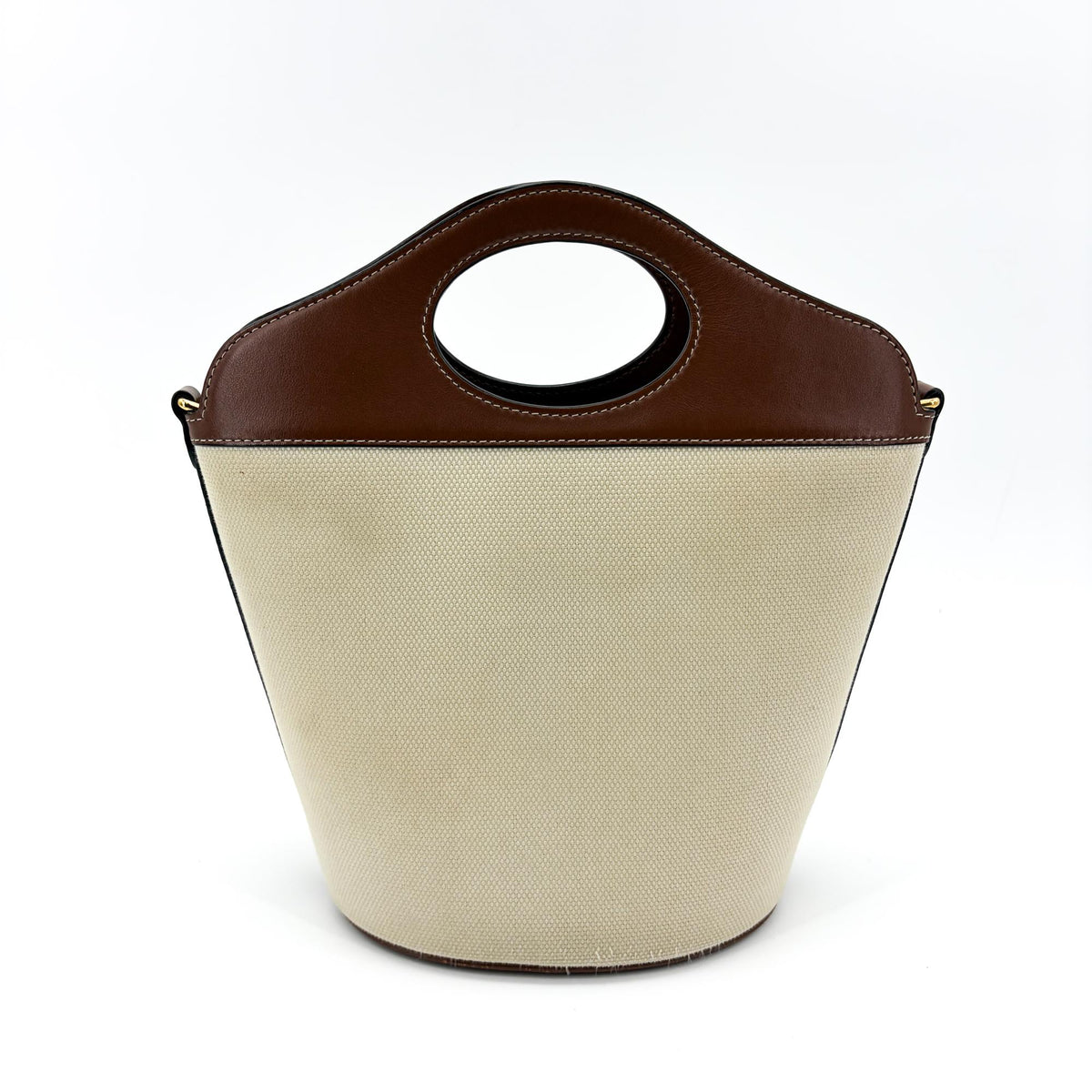 Burberry Pocket Bucket Canvas With Leather Black Canvas Handbag (Pre-Owned)