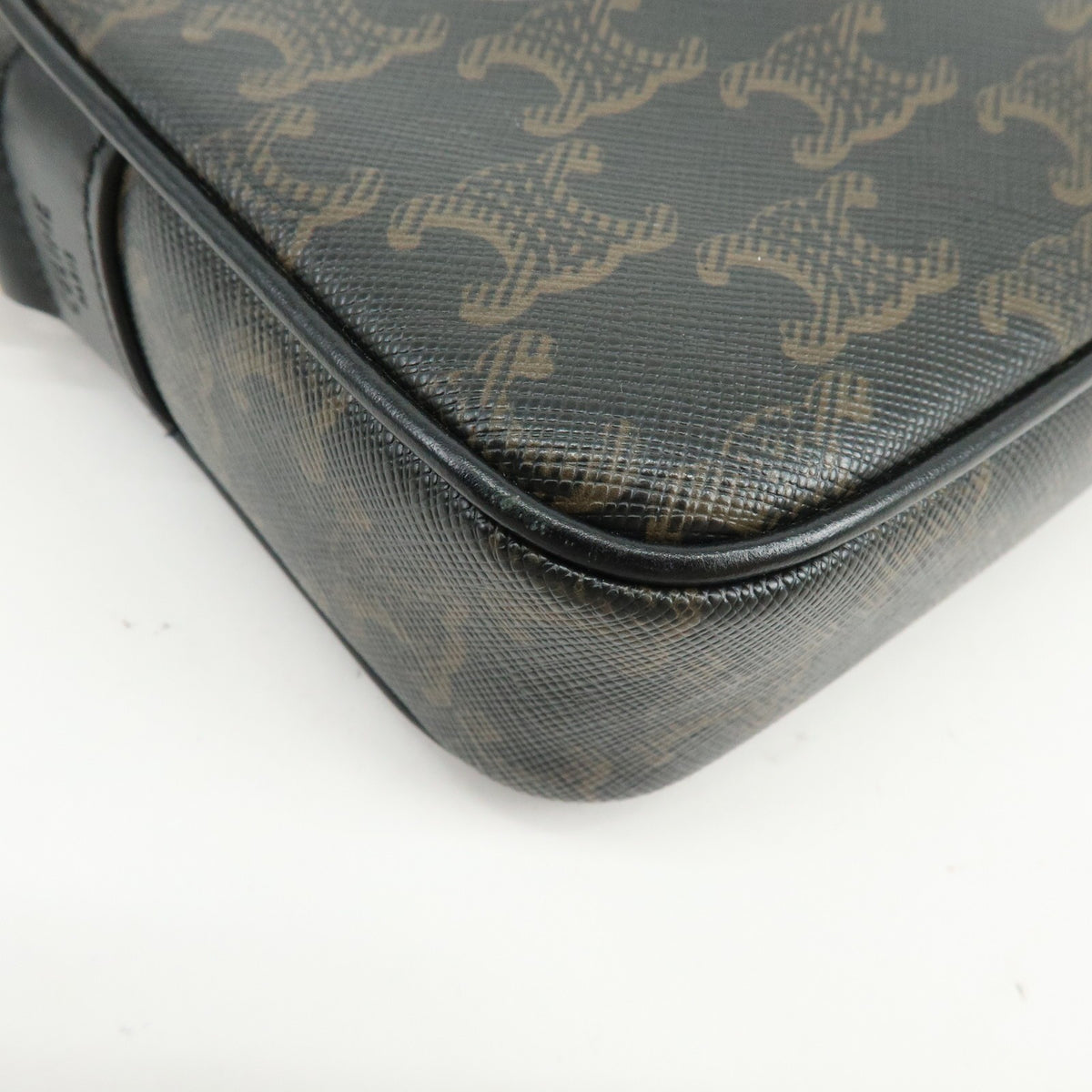 Celine Logo Messenger Triomphe Coated Canvas Brown Canvas Handbag (Pre-Owned)