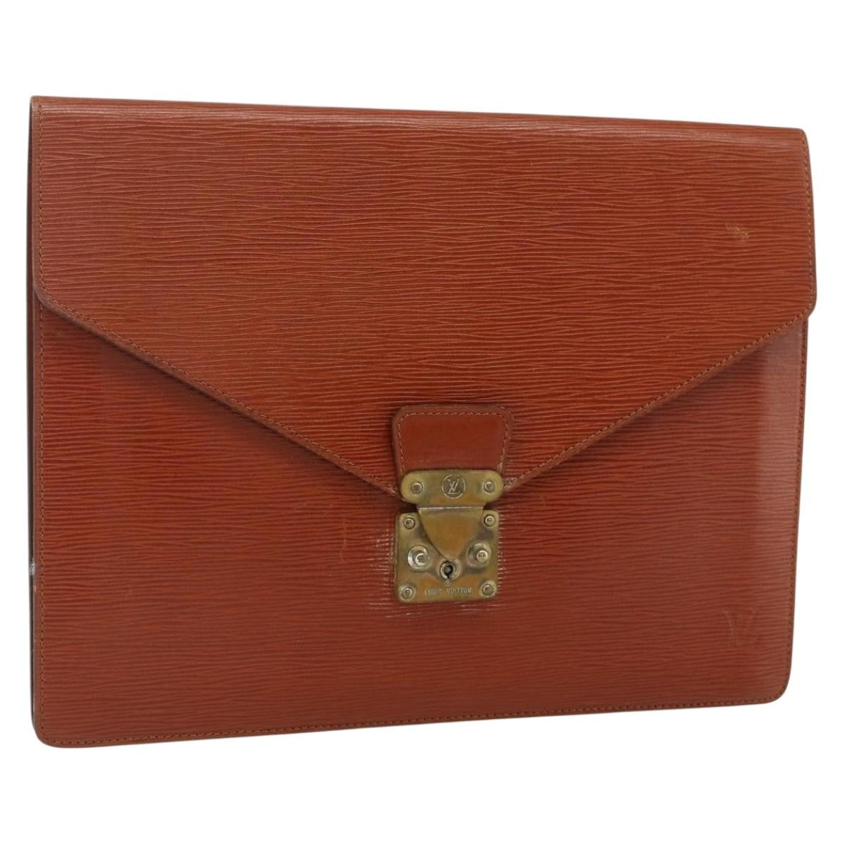 Louis Vuitton Porte-Documents Senateur Epi Leather Brown Leather Clutche & Pouche Bag (Pre-Owned)