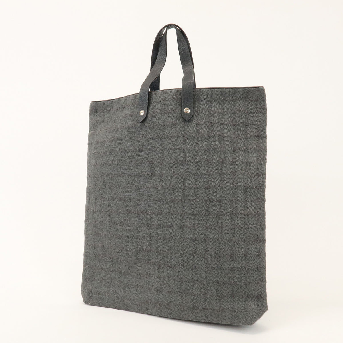 Hermes Ahmedabad Woven Leather And Canvas Gray Canvas Tote Bag Bag (Pre-Owned)