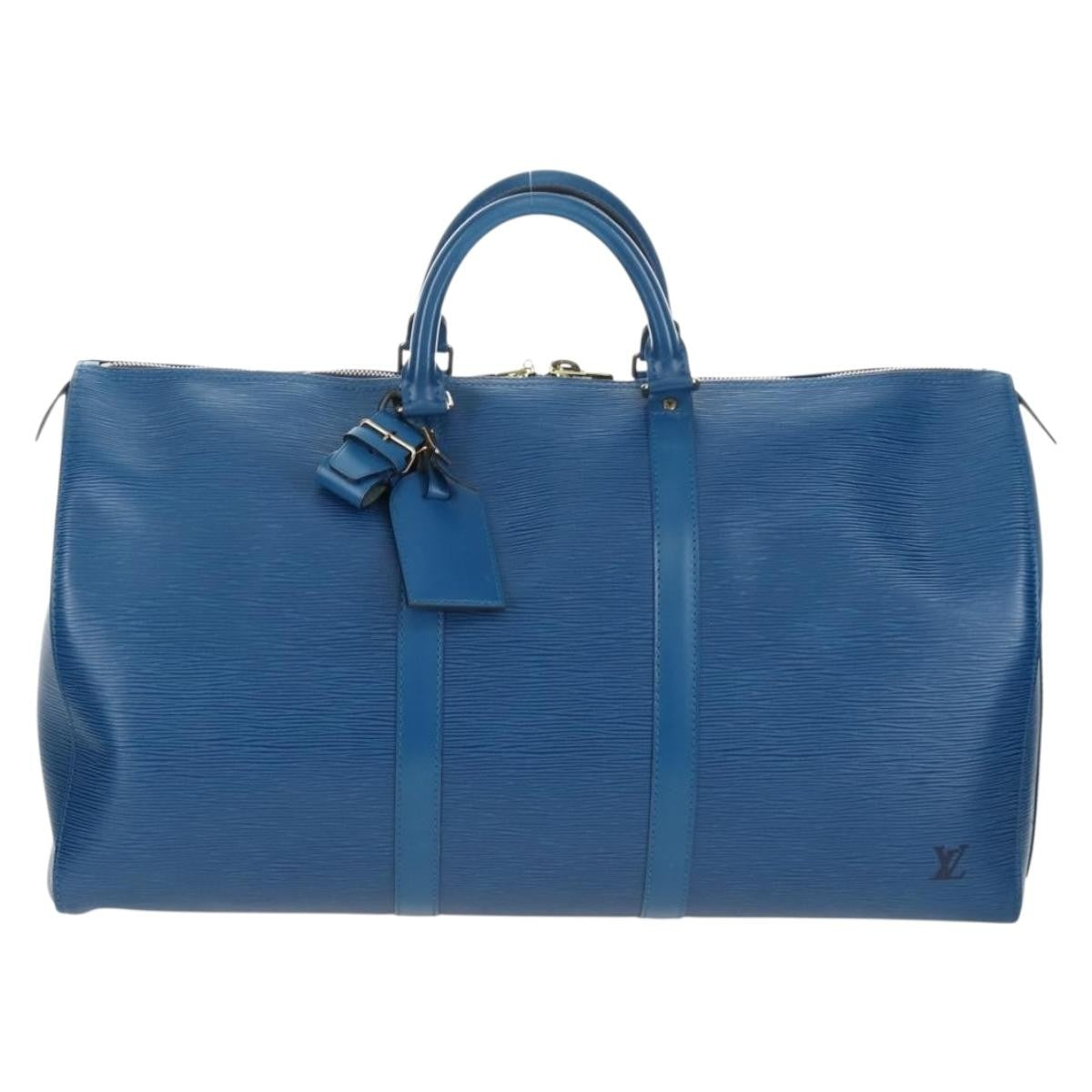Louis Vuitton Keepall Epi Leather Blue Leather Travel Bag Bag (Pre-Owned)