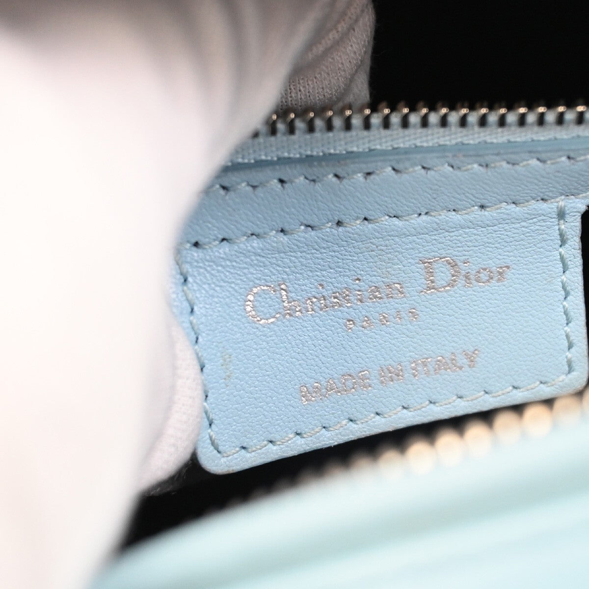 Christian Dior Lady Dior Leather Blue Leather Bag (Pre-Owned)