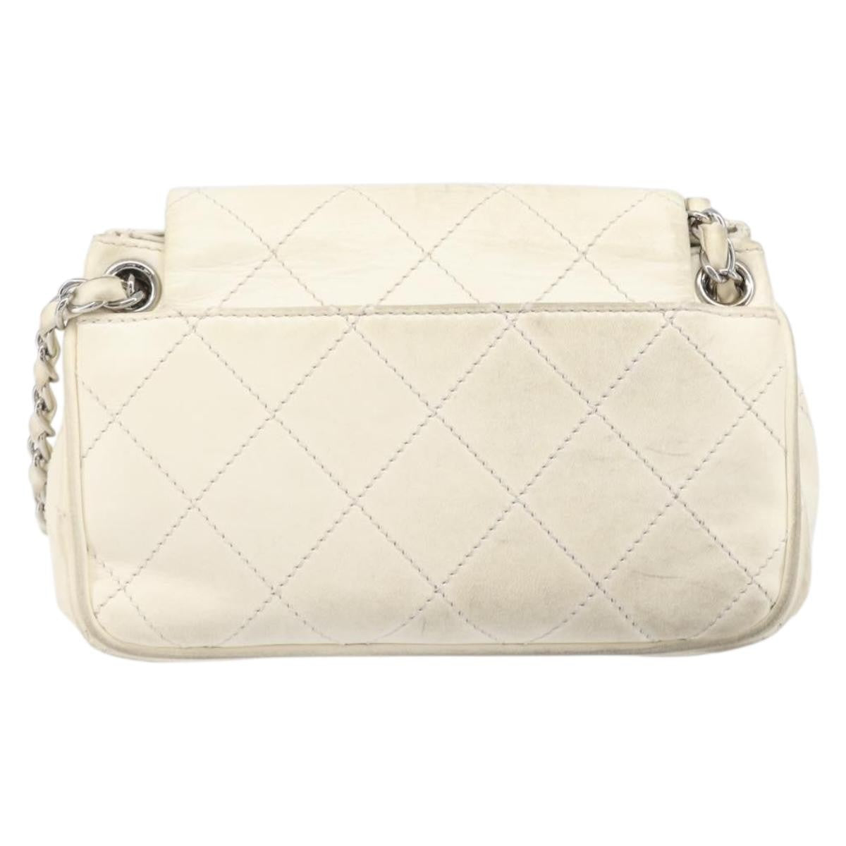 Chanel Mademoiselle Lock Accordion Flap Quilted Lambskin Beige Leather Handbag (Pre-Owned)