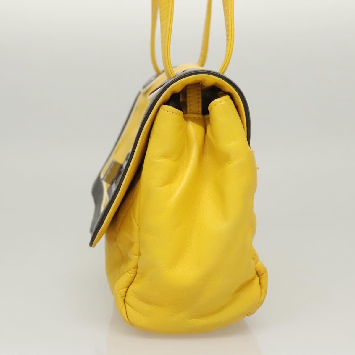 Chanel Two Tone Mademoiselle Lock Flap Quilted Lambskin Yellow Leather Shoulder Bag Bag (Pre-Owned)