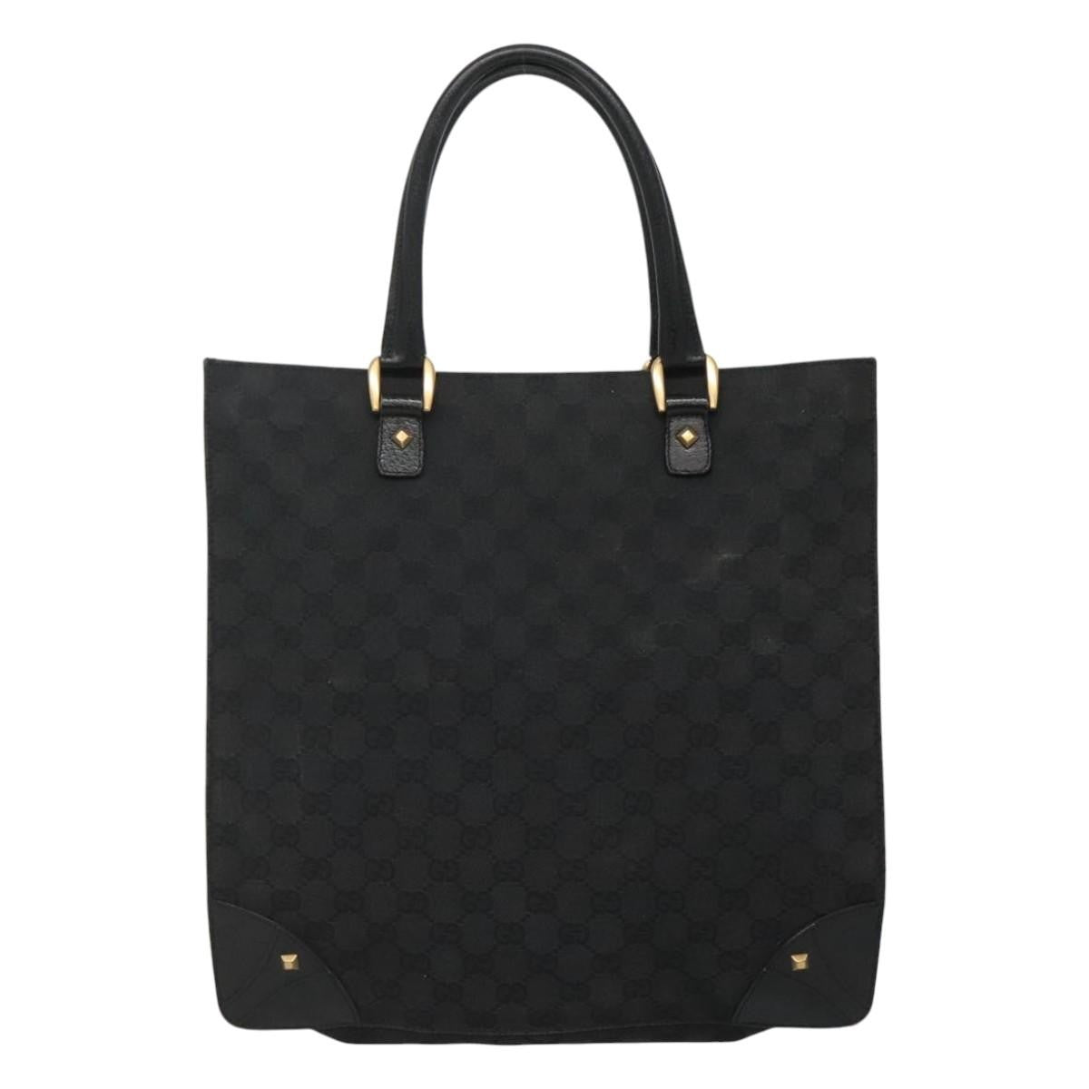 Gucci Nailhead Tote Gg Canvas And Leather Black Canvas Tote Bag Bag (Pre-Owned)