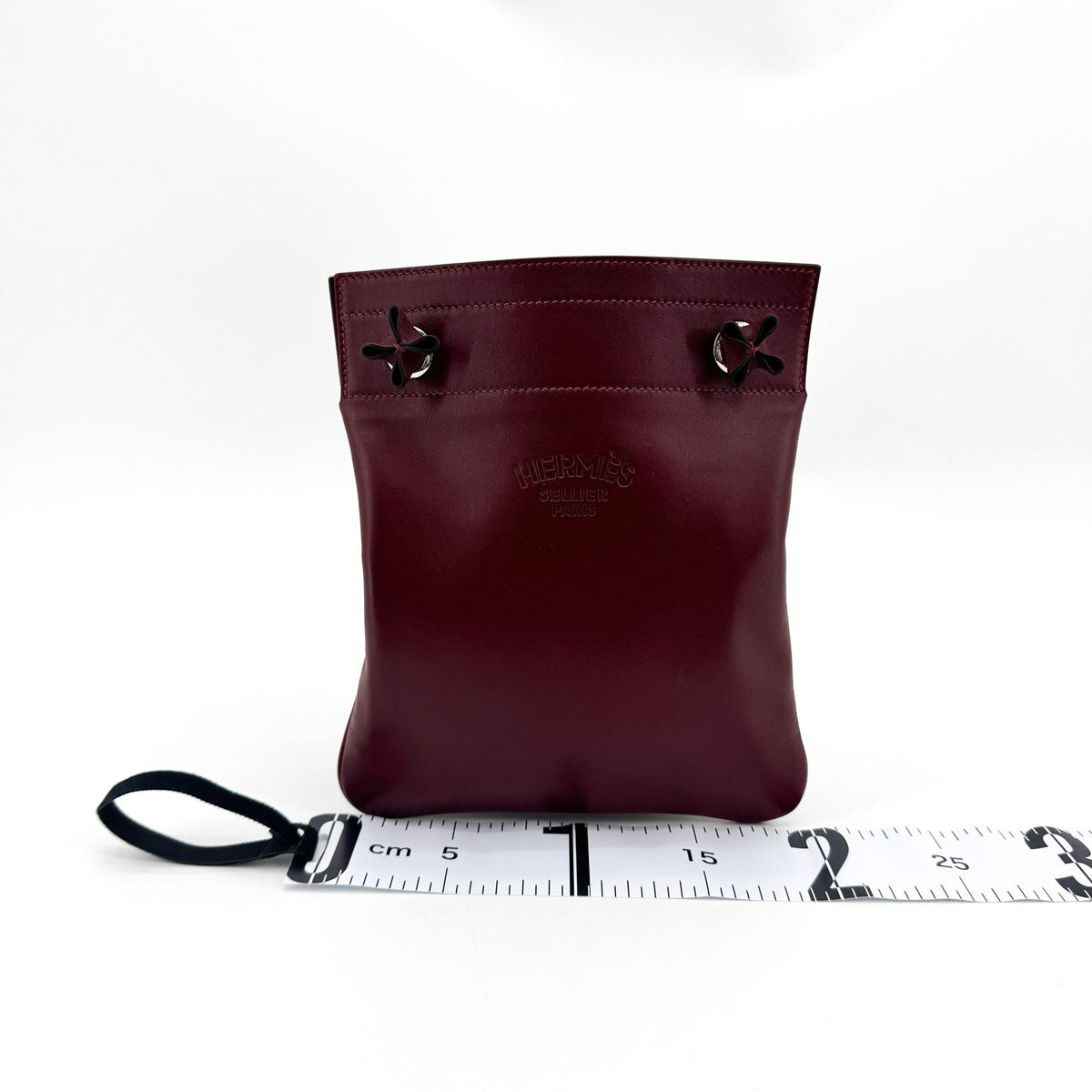 Hermes Aline Milo Lambskin And Swift Burgundy Leather Handbag (Pre-Owned)