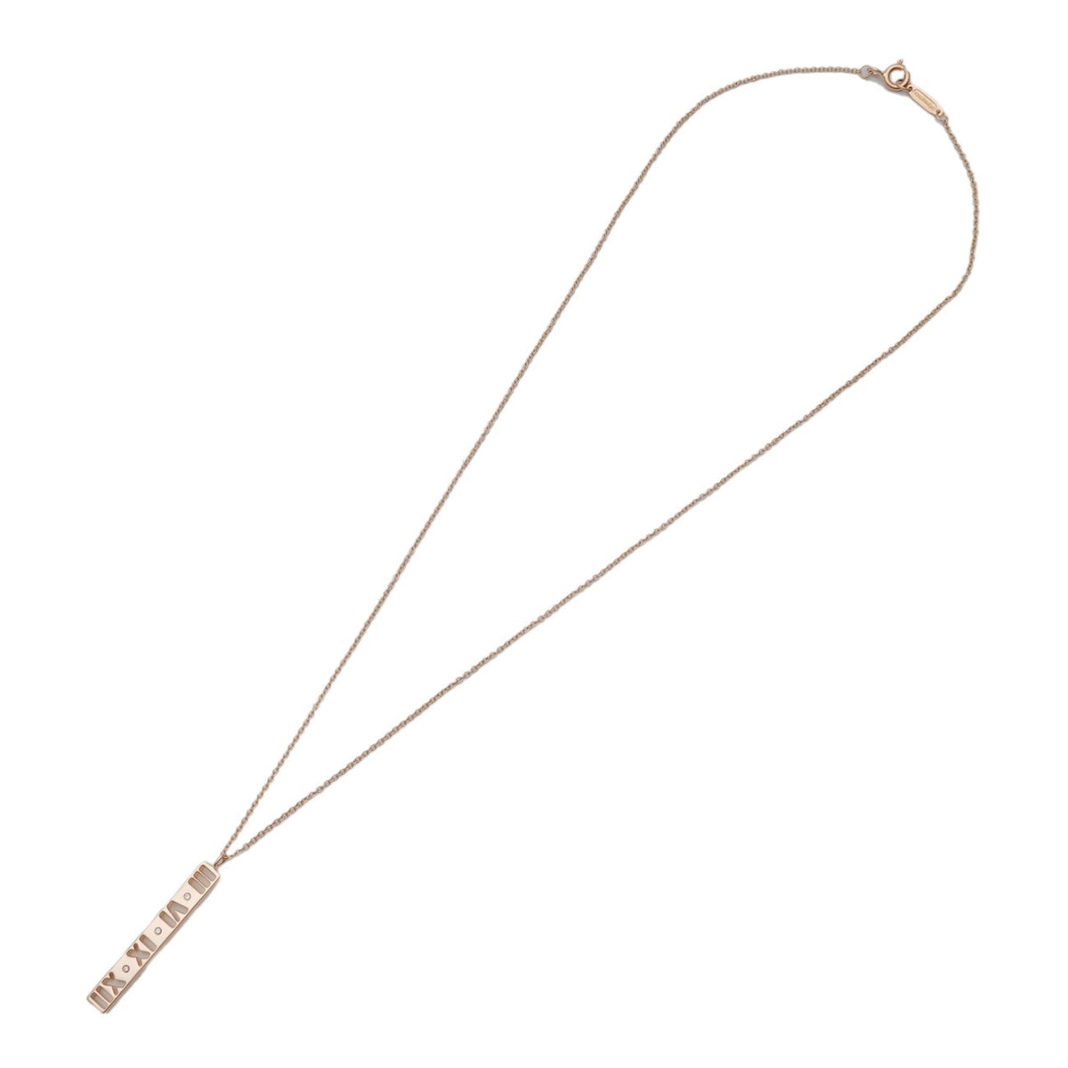 Tiffany & Co. Atlas Pierced Bar Drop Pendant 18K Rose Gold With Diamonds Pink Rose_Gold Necklace Jewelry (Pre-Owned)