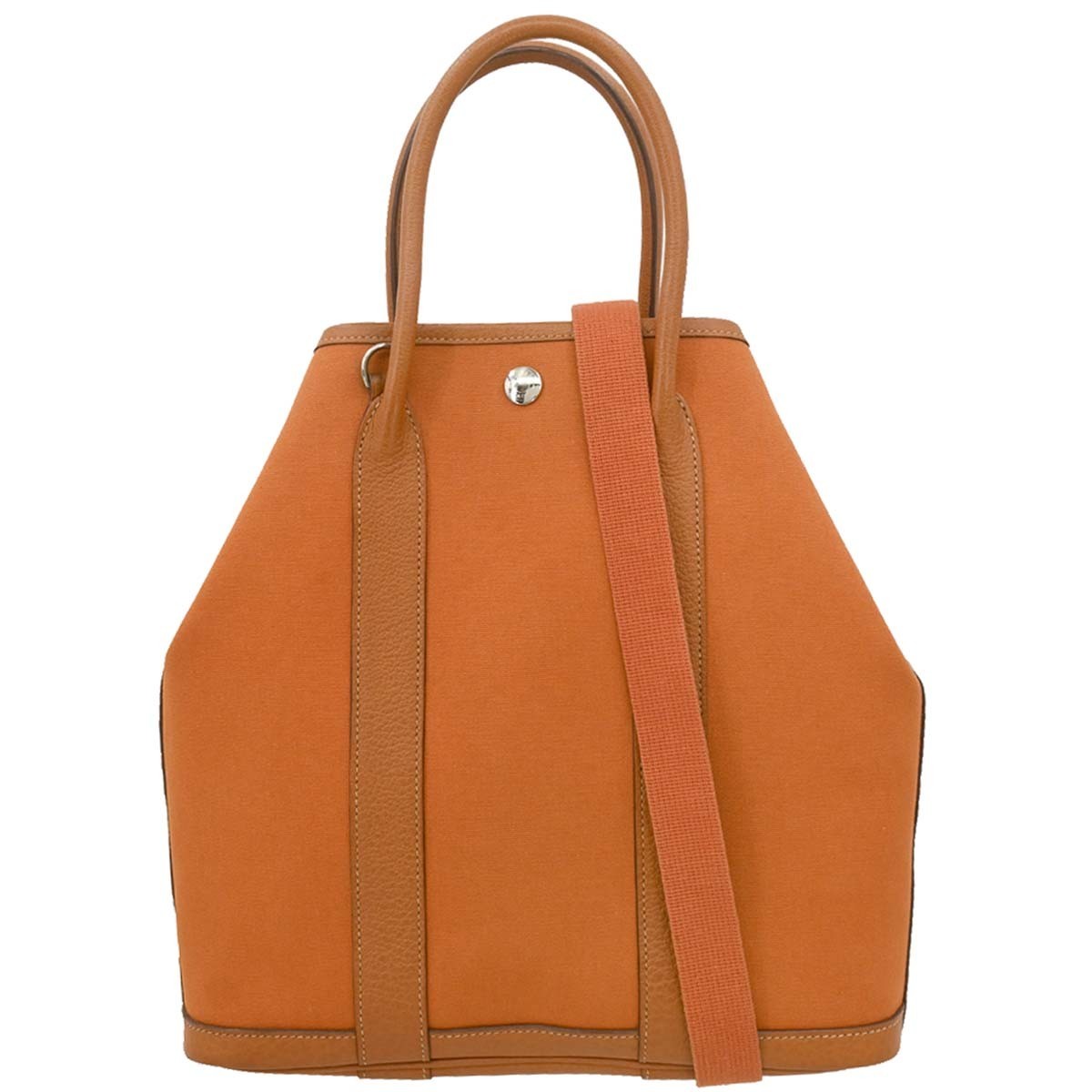 Hermes Garden File Toile And Leather Orange Canvas Tote Bag Bag (Pre-Owned)