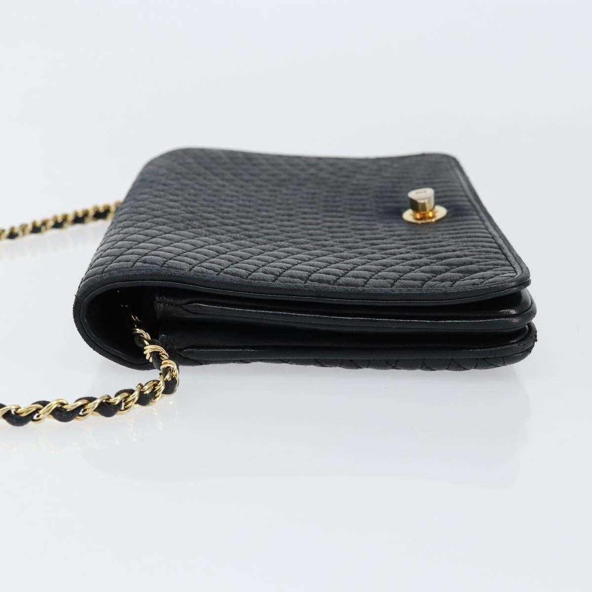 Bally Vintage Chain Quilted Leather Black Leather Shoulder Bag Bag (Pre-Owned)