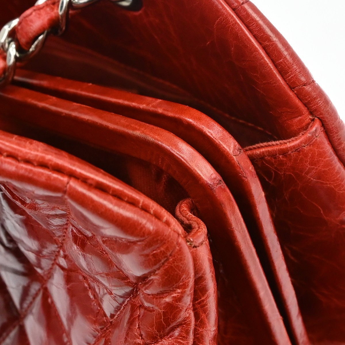 Chanel Just Mademoiselle Quilted Aged Calfskin Red Leather Shoulder Bag Bag (Pre-Owned)