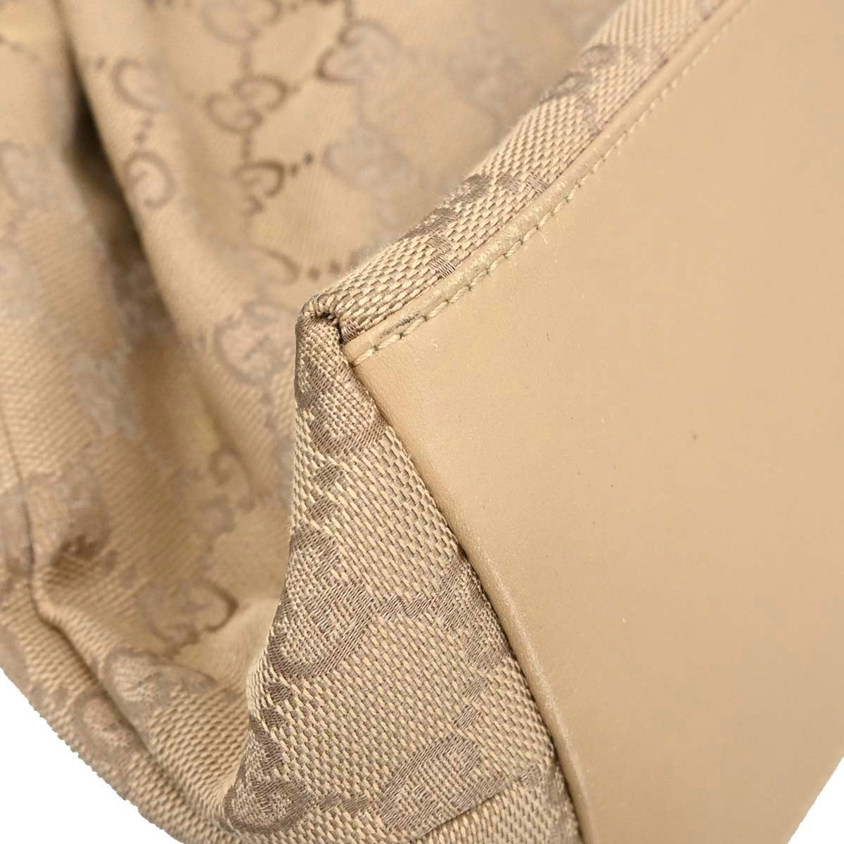 Gucci Bamboo Frame Satchel Gg Canvas Beige Canvas Handbag (Pre-Owned)
