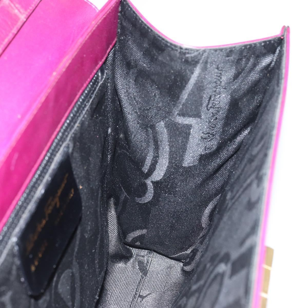 Salvatore Ferragamo Gancini Leather Purple Leather Shoulder Bag Bag (Pre-Owned)