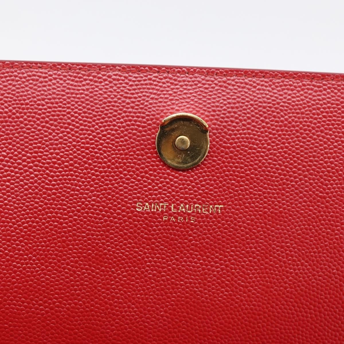 Saint Laurent Classic Monogram Flap Chain Leather Red Leather Crossbody Bag Bag (Pre-Owned)