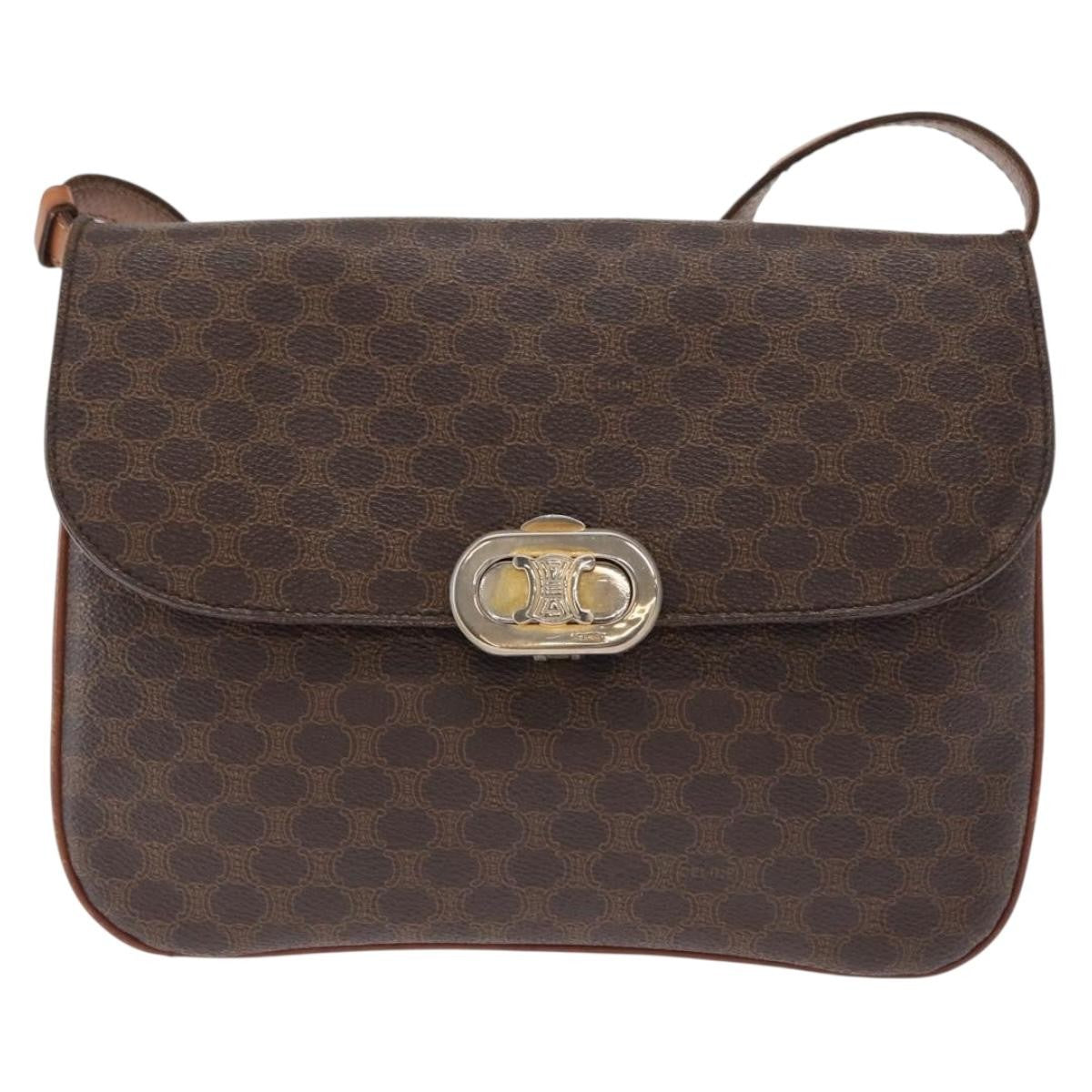 Celine Vintage Macadam Canvas Brown Canvas Shoulder Bag Bag (Pre-Owned)