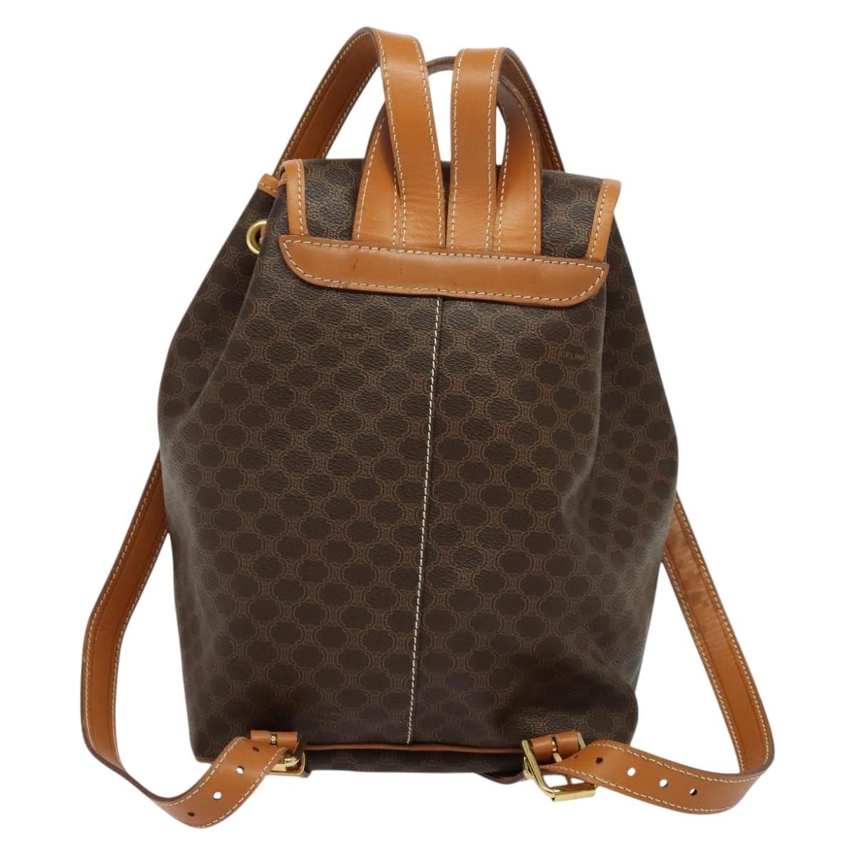 Celine Vintage Macadam Canvas And Leather Brown Pvc Backpack Bag (Pre-Owned)