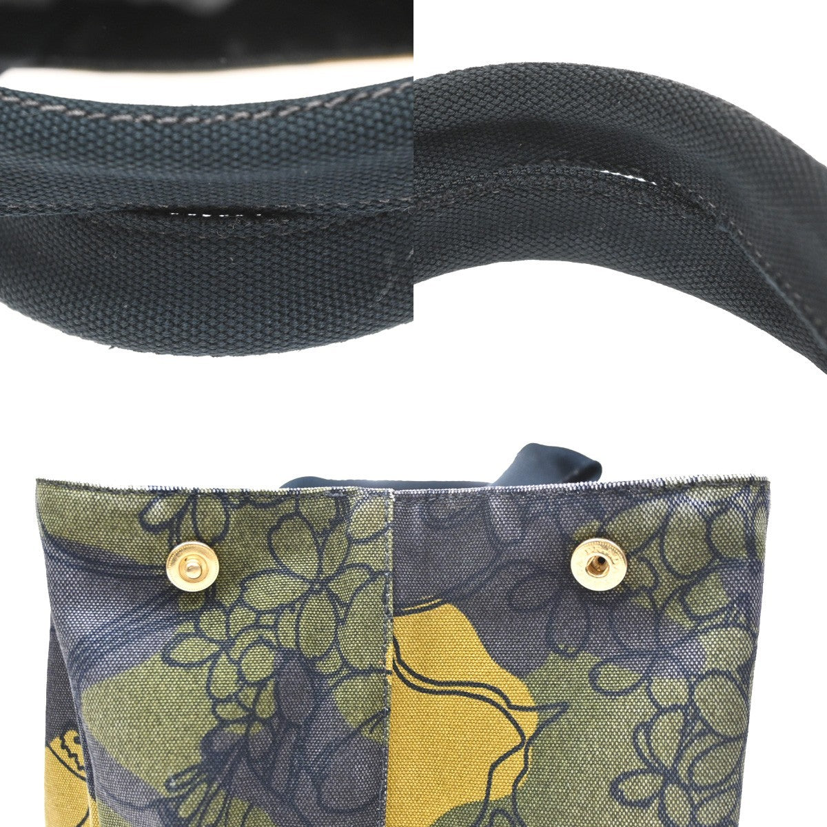 Prada Canapa Printed Canvas Green Canvas Tote Bag Bag (Pre-Owned)
