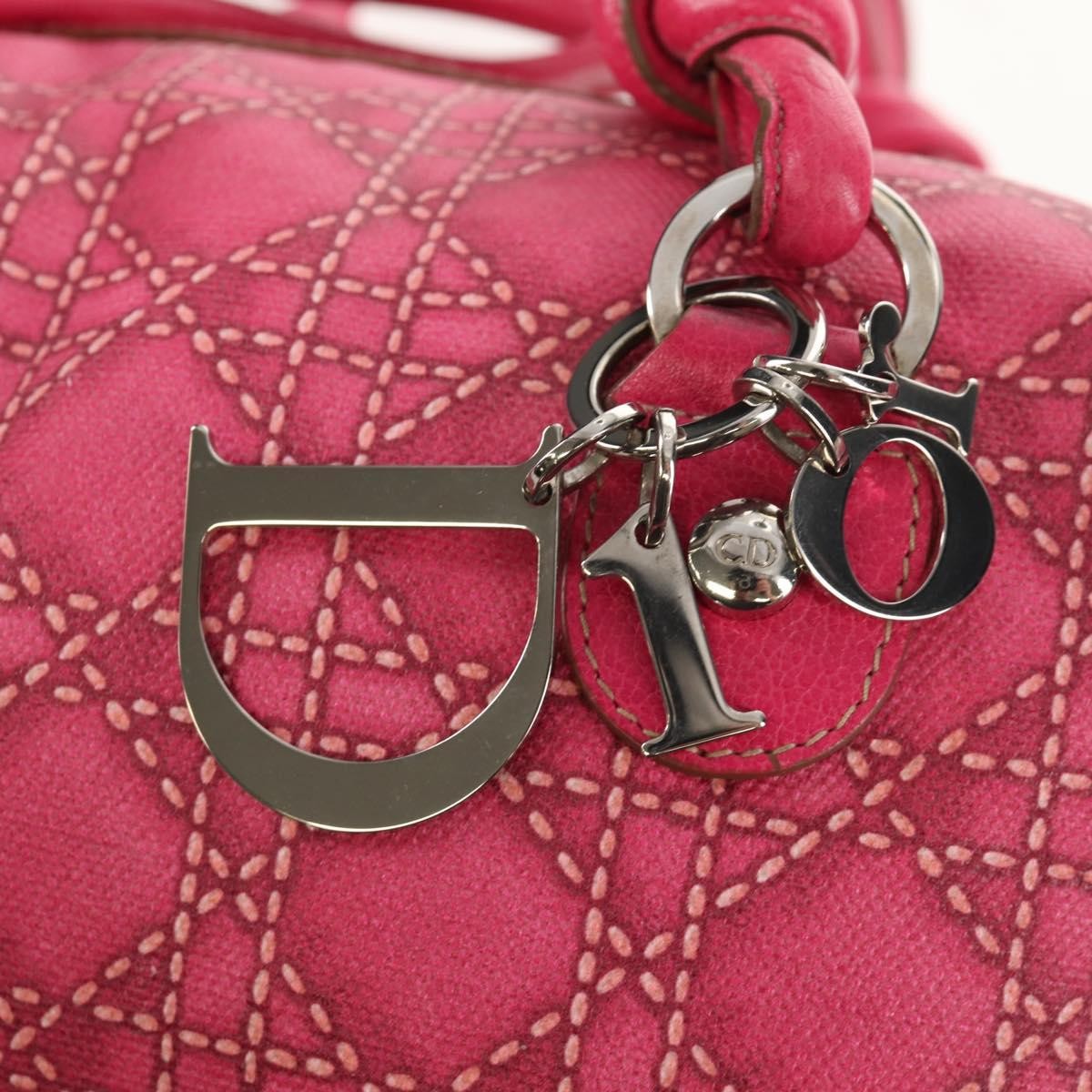 Christian Dior Cannage Canvas Pink Canvas Handbag (Pre-Owned)