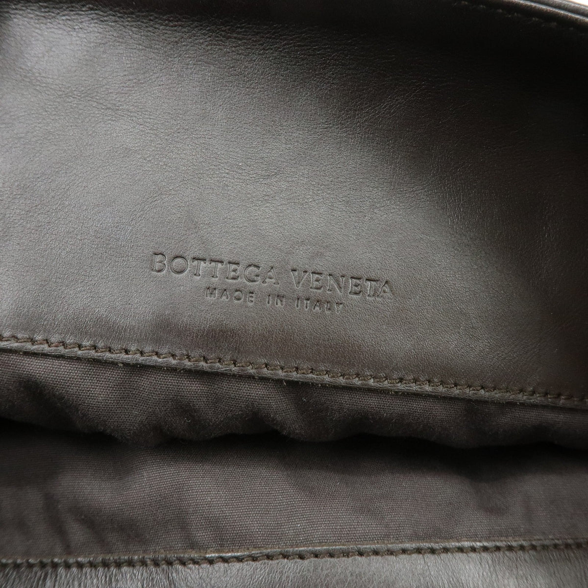 Bottega Veneta Flat Messenger Intrecciato Nappa Brown Leather Handbag (Pre-Owned)