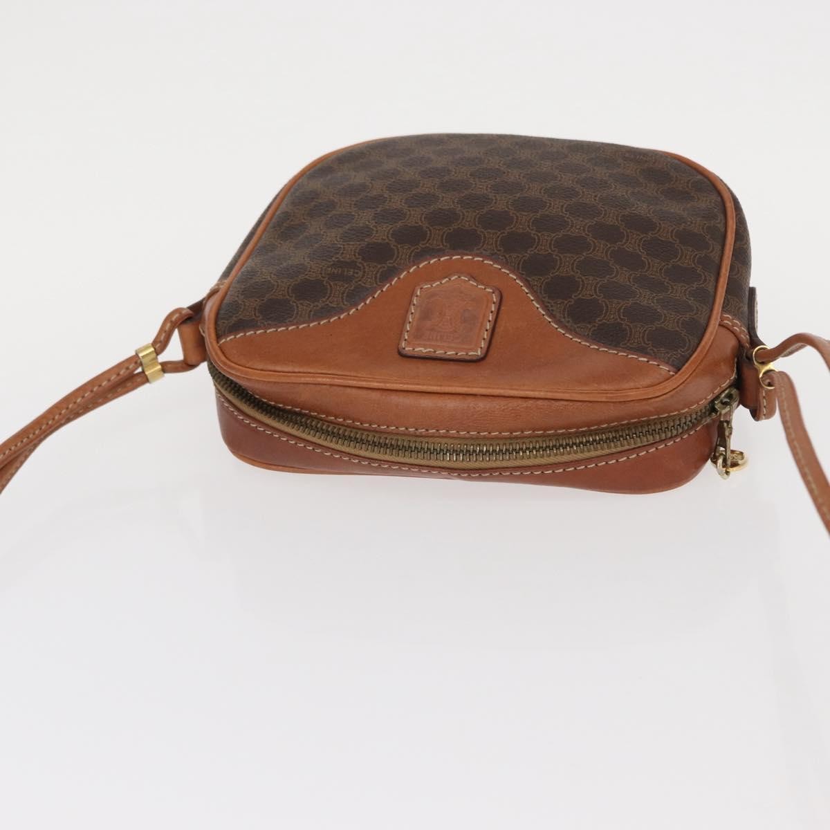 Celine Vintage Macadam Canvas And Leather Brown Canvas Shoulder Bag Bag (Pre-Owned)