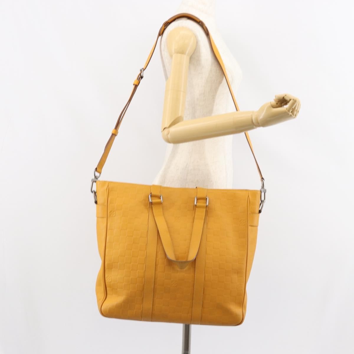 Louis Vuitton Tadao Damier Infini Leather Yellow Leather Handbag (Pre-Owned)