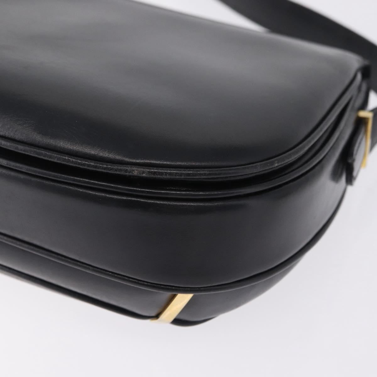 Celine Shoulder Leather Black Leather Shoulder Bag Bag (Pre-Owned)