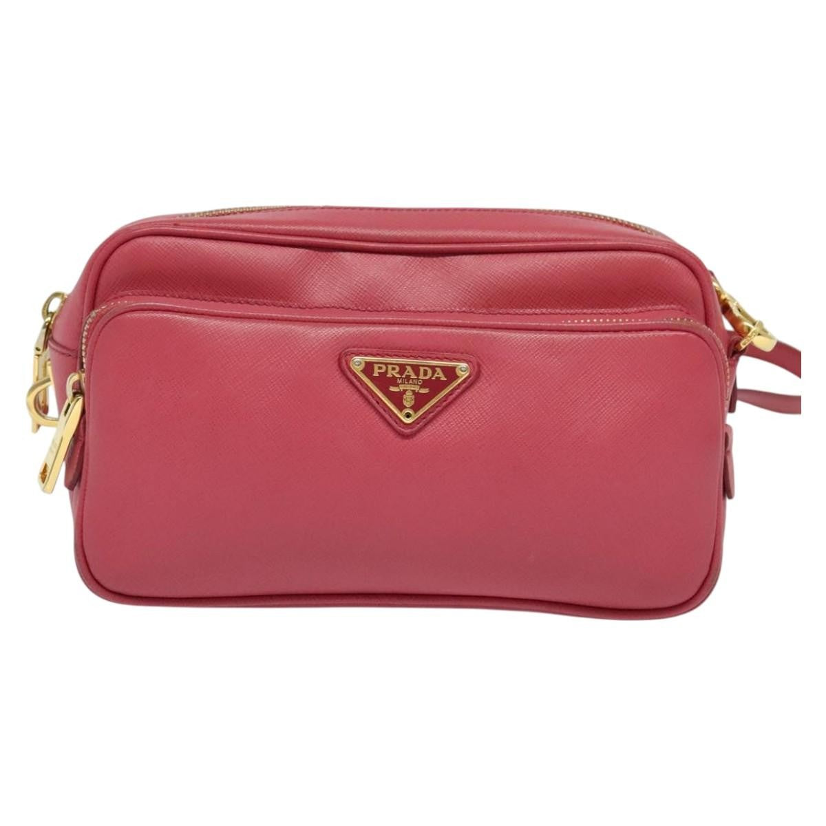Prada Front Pocket Saffiano Leather Pink Leather Shoulder Bag Bag (Pre-Owned)