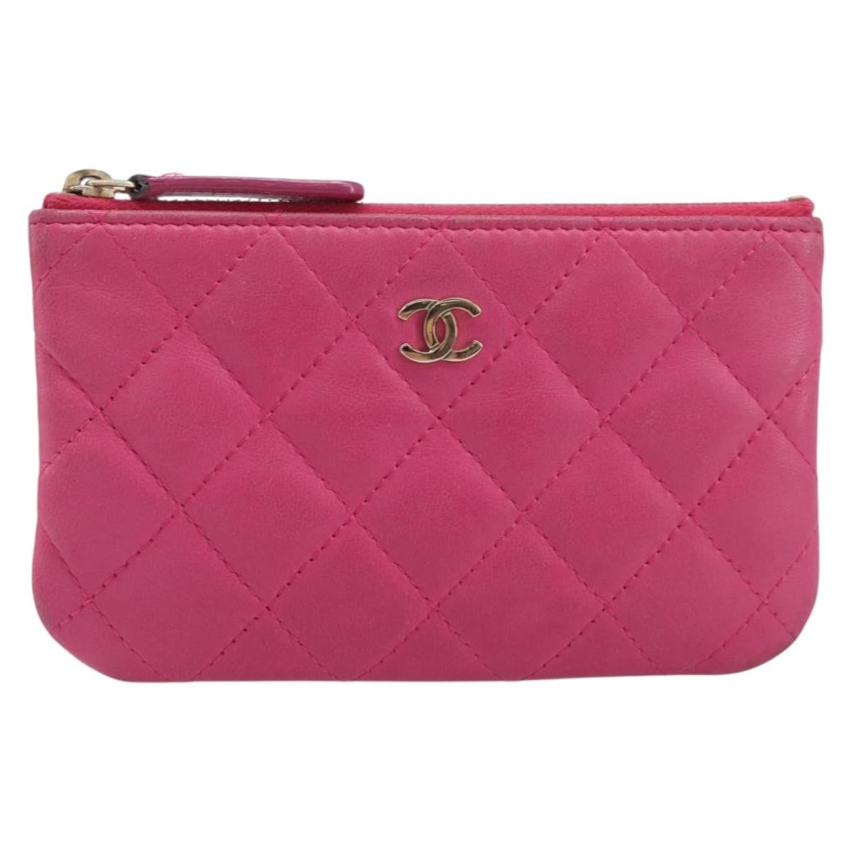 Chanel Cc Zip Coin Purse Quilted Lambskin Pink Leather Wallets Accessory (Pre-Owned)