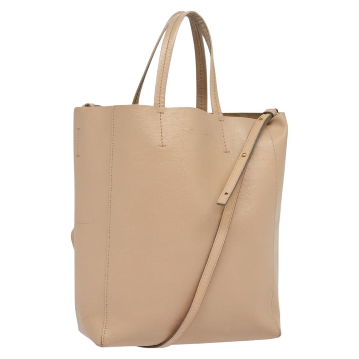 Celine Vertical Cabas Tote Leather Pink Leather Tote Bag Bag (Pre-Owned)