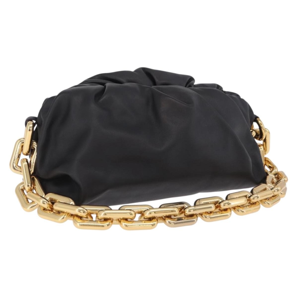 Bottega Veneta The Chain Pouch Leather Black Leather Clutche & Pouche Bag (Pre-Owned)
