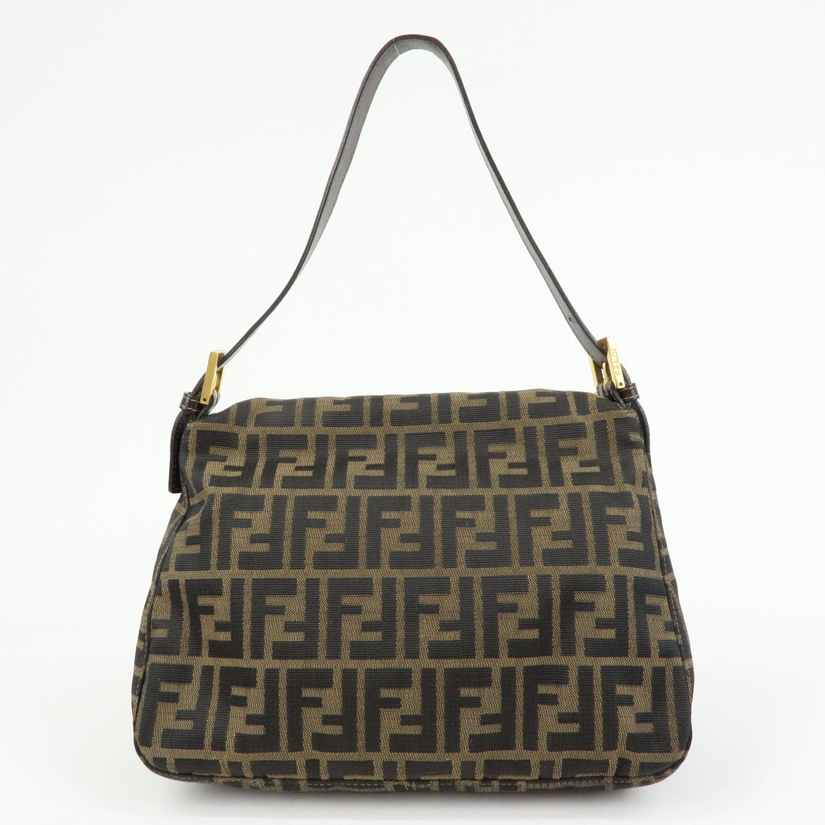 Fendi Round Flap Baguette Zucca Canvas Brown Canvas Shoulder Bag Bag (Pre-Owned)