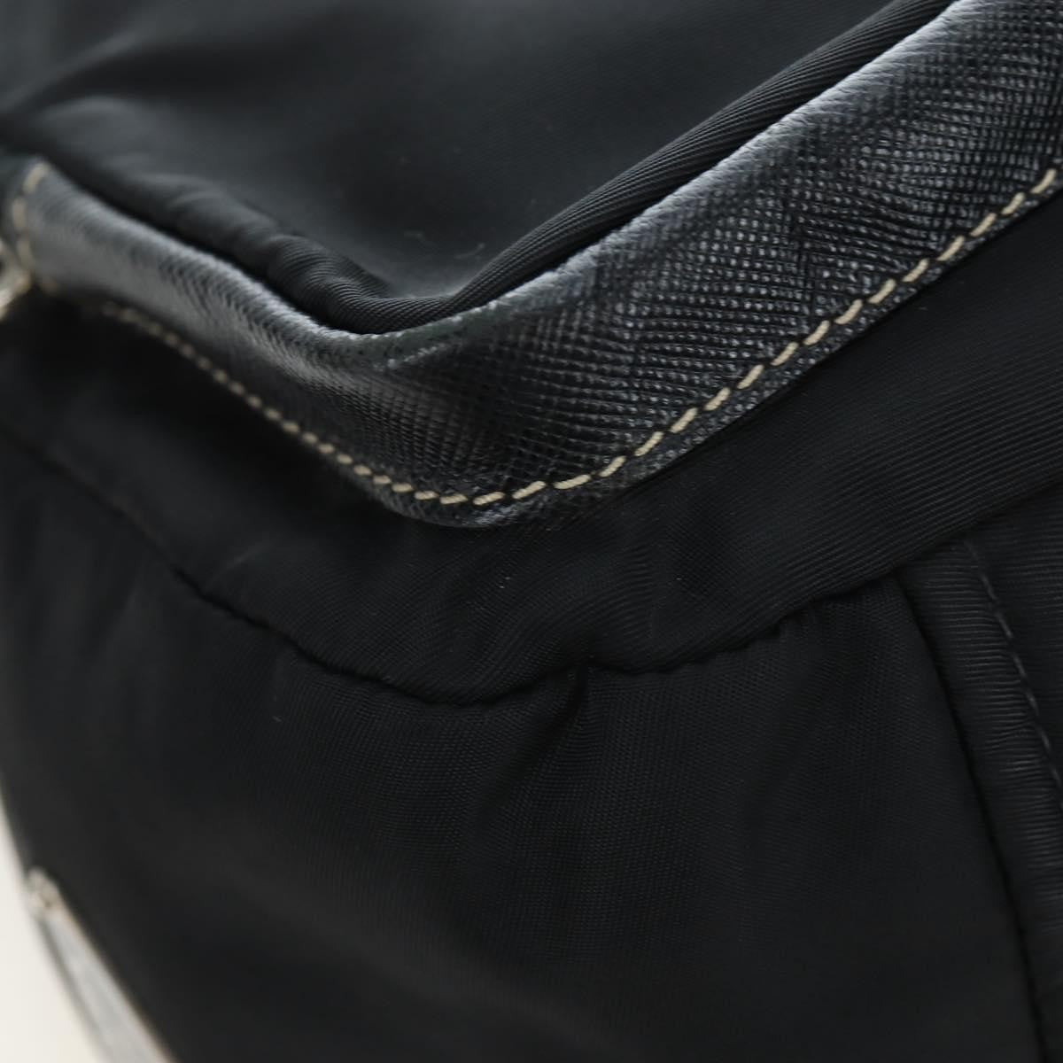 Prada Double Pocket Buckle Flap Tessuto And Leather Black Nylon Handbag (Pre-Owned)