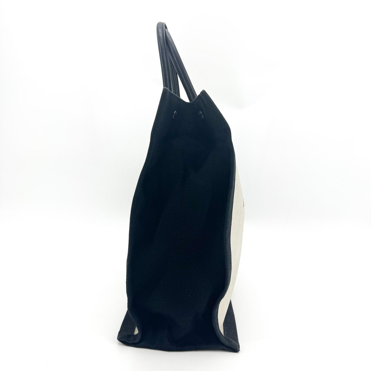 Saint Laurent Rive Gauche Shopper Canvas White Canvas Tote Bag Bag (Pre-Owned)